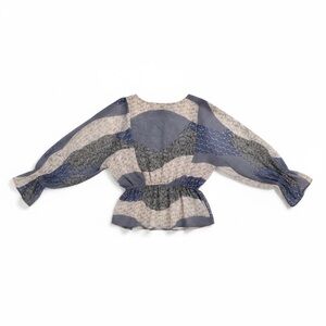 BB Dakota Blue Chiffon Dolman Sleeve Blouse Top Womens Medium